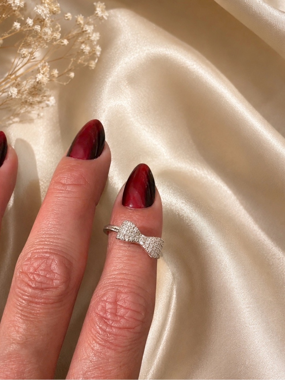 Silver Bow Pavé Crystal Ring - Elegant Women’s Jewelry - Picture 3 of 8